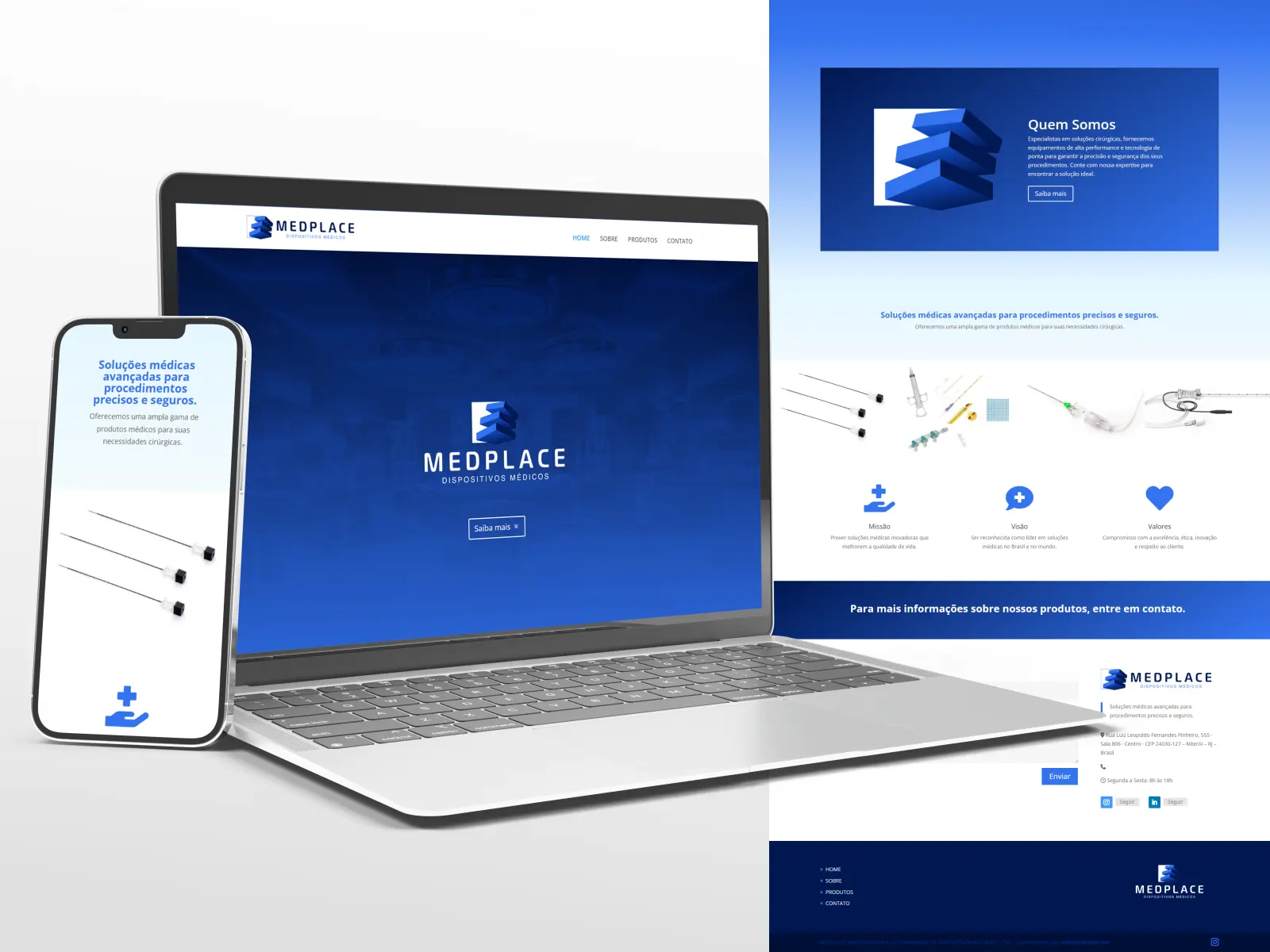 Mockup do website responsivo da Medplace em notebook e smartphone